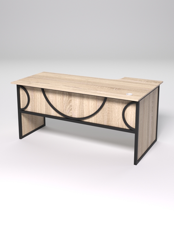 Стол эргономичный офисный СЭ-17 (левосторонний) СТРОНГ в стиле ЛОФТ декор №1, Дуб Сонома