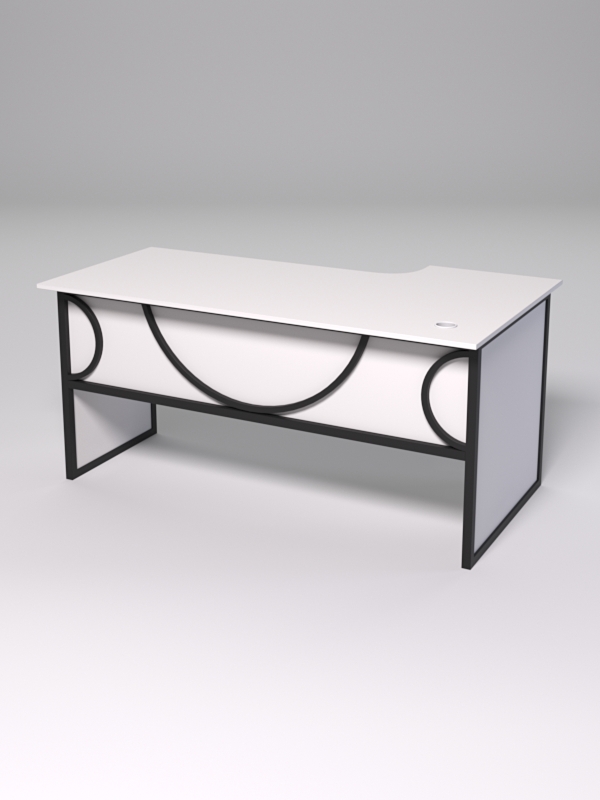 Стол эргономичный офисный СЭ-17 (левосторонний) СТРОНГ в стиле ЛОФТ декор №1, Белый