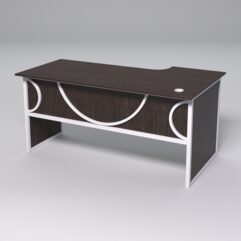 Стол эргономичный офисный СЭ-17 (левосторонний) СТРОНГ в стиле ЛОФТ декор №1, Дуб Венге + металлический каркас Белый