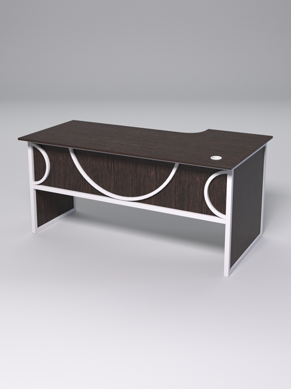 Стол эргономичный офисный СЭ-17 (левосторонний) СТРОНГ в стиле ЛОФТ декор №1, Дуб Венге + металлический каркас Белый