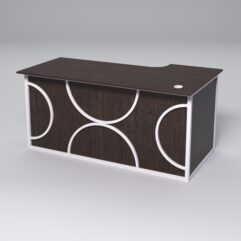 Стол эргономичный офисный СЭ-17А (левосторонний) СТРОНГ в стиле ЛОФТ декор №1, Дуб Венге + металлический каркас Белый