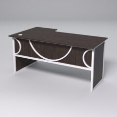 Стол эргономичный офисный СЭ-18 (правосторонний) СТРОНГ в стиле ЛОФТ декор №1, Дуб Венге + металлический каркас Белый