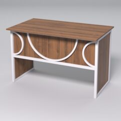 Стол для компьютера СК-31 СТРОНГ в стиле ЛОФТ декор №1, Орех + металлический каркас Белый