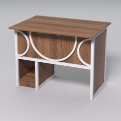 Стол для компьютера СК-32 СТРОНГ в стиле ЛОФТ декор №1, Орех + металлический каркас Белый