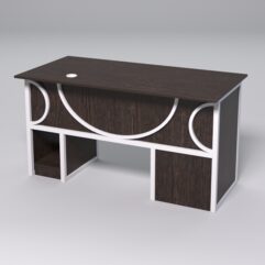 Стол для компьютера СК-33 (Левосторонний) СТРОНГ в стиле ЛОФТ декор №1, Дуб Венге + металлический каркас Белый