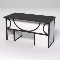 Стол для компьютера СК-33 (Левосторонний) СТРОНГ в стиле ЛОФТ декор №1, Черный и Белый