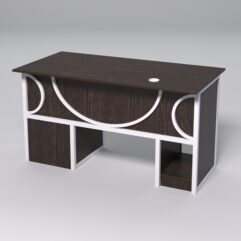 Стол для компьютера СК-34 (Правосторонний) СТРОНГ в стиле ЛОФТ декор №1, Дуб Венге + металлический каркас Белый