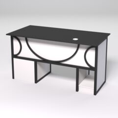 Стол для компьютера СК-34 (Правосторонний) СТРОНГ в стиле ЛОФТ декор №1, Черный и Белый