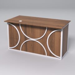 Стол для компьютера СК-34А (Правосторонний) СТРОНГ в стиле ЛОФТ декор №1, Орех + металлический каркас Белый