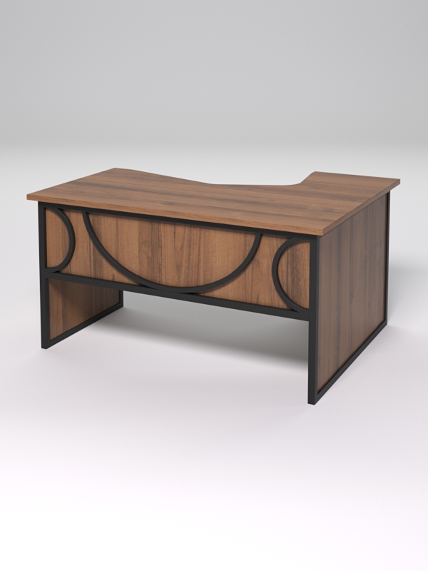 Стол эргономичный левосторонний НТ-040 СТРОНГ в стиле ЛОФТ декор №1, Орех