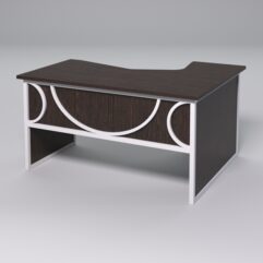 Стол эргономичный левосторонний НТ-040 СТРОНГ в стиле ЛОФТ декор №1, Дуб Венге + металлический каркас Белый