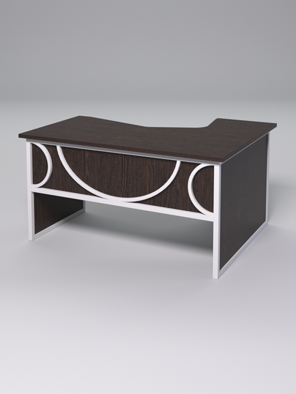 Стол эргономичный левосторонний НТ-040 СТРОНГ в стиле ЛОФТ декор №1, Дуб Венге + металлический каркас Белый