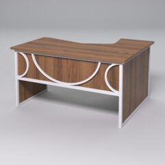 Стол эргономичный левосторонний НТ-040 СТРОНГ в стиле ЛОФТ декор №1, Орех + металлический каркас Белый