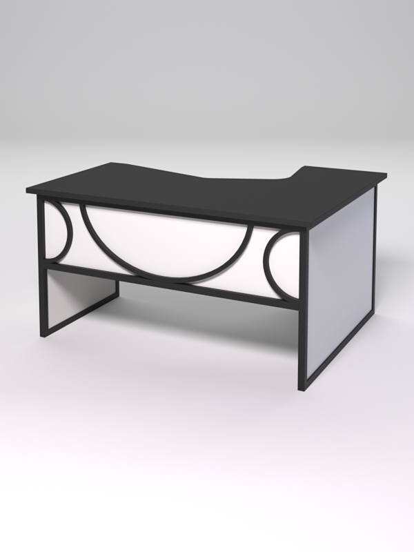 Стол эргономичный левосторонний НТ-040 СТРОНГ в стиле ЛОФТ декор №1, Черный и Белый