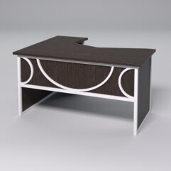 Стол эргономичный правосторонний НТ-040 СТРОНГ в стиле ЛОФТ декор №1, Дуб Венге + металлический каркас Белый