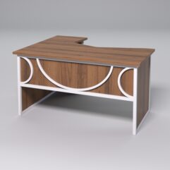 Стол эргономичный правосторонний НТ-040 СТРОНГ в стиле ЛОФТ декор №1, Орех + металлический каркас Белый