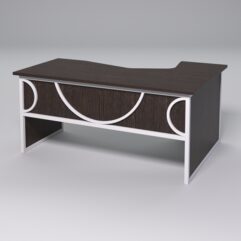 Стол эргономичный левосторонний НТ-060 СТРОНГ в стиле ЛОФТ декор №1, Дуб Венге + металлический каркас Белый