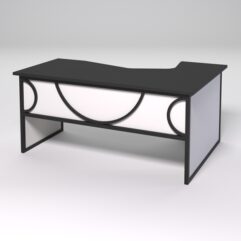 Стол эргономичный левосторонний НТ-060 СТРОНГ в стиле ЛОФТ декор №1, Черный и Белый