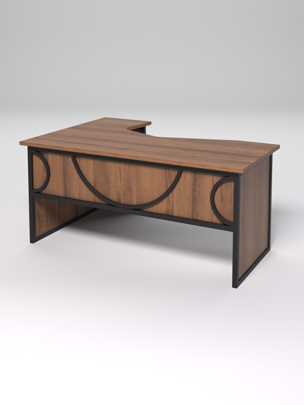 Стол эргономичный правосторонний НТ-060 СТРОНГ в стиле ЛОФТ декор №1, Орех