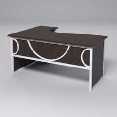 Стол эргономичный правосторонний НТ-060 СТРОНГ в стиле ЛОФТ декор №1, Дуб Венге + металлический каркас Белый