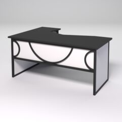 Стол эргономичный правосторонний НТ-060 СТРОНГ в стиле ЛОФТ декор №1, Черный и Белый