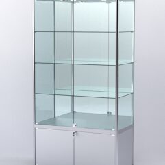 Витрина АЛПРО №1-500-3 (задняя стенка - зеркало), Серебрянный