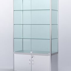 Витрина АЛПРО №2-500-2 (задняя стенка - стекло), Серебрянный