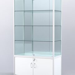 Витрина АЛПРО №2-500-3 (задняя стенка - зеркало), Белый