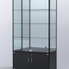 Витрина АЛПРО №2-500-3 (задняя стенка - зеркало), Черный