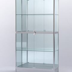 Витрина АЛПРО №4-400-3 (задняя стенка - зеркало), Серебрянный