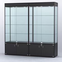 Витрина АЛПРО №1-2м-500-2 (задняя стенка - стекло), Черный