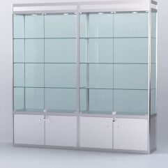 Витрина АЛПРО №1-2м-400-2 (задняя стенка - стекло), Серебрянный