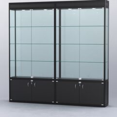 Витрина АЛПРО №1-2м-300-2 (задняя стенка - стекло), Черный