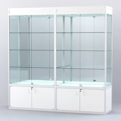 Витрина АЛПРО №1-2м-500-3 (задняя стенка - зеркало), Белый