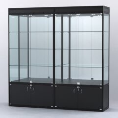 Витрина АЛПРО №1-2м-500-3 (задняя стенка - зеркало), Черный