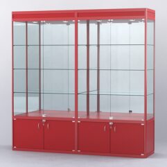 Витрина АЛПРО №1-2м-500-3 (задняя стенка - зеркало), Красный