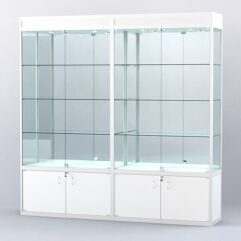 Витрина АЛПРО №1-2м-400-3 (задняя стенка - зеркало), Белый