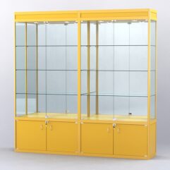 Витрина АЛПРО №1-2м-400-3 (задняя стенка - зеркало), Желтый
