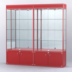 Витрина АЛПРО №1-2м-400-3 (задняя стенка - зеркало), Красный