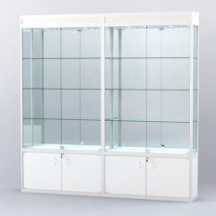Витрина АЛПРО №1-2м-300-3 (задняя стенка - зеркало), Белый