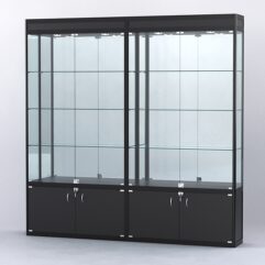 Витрина АЛПРО №1-2м-300-3 (задняя стенка - зеркало), Черный