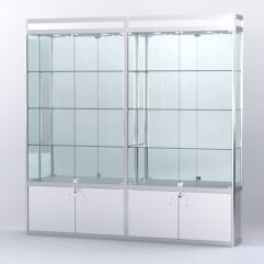 Витрина АЛПРО №1-2м-300-3 (задняя стенка - зеркало), Серебрянный