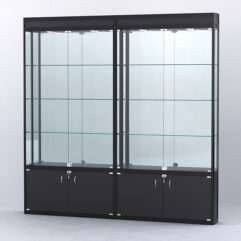 Витрина АЛПРО №1-2м-200-3 (задняя стенка - зеркало), Черный