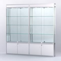 Витрина АЛПРО №1-2м-200-3 (задняя стенка - зеркало), Серебрянный