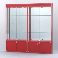 Витрина АЛПРО №1-2м-200-3 (задняя стенка - зеркало), Красный