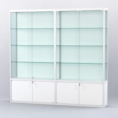 Витрина АЛПРО №2-2м-300-1 (задняя стенка - ДВП), Белый