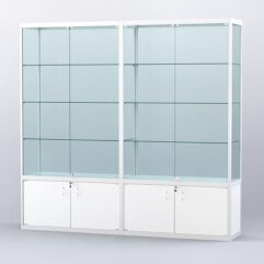 Витрина АЛПРО №2-2м-400-2 (задняя стенка - стекло), Белый