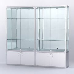 Витрина АЛПРО №2-2м-400-3 (задняя стенка - зеркало), Серебрянный