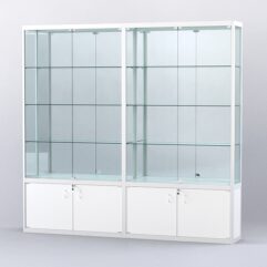 Витрина АЛПРО №2-2м-300-3 (задняя стенка - зеркало), Белый
