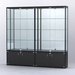 Витрина АЛПРО №2-2м-300-3 (задняя стенка - зеркало), Черный